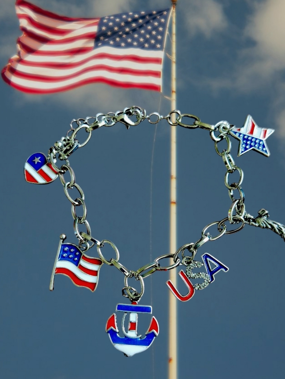 Patriotic USA Charm Bracelet